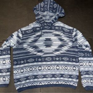 Ralph Lauren POLO Aztec Printed Navy and White Knit Sweater w/ hood